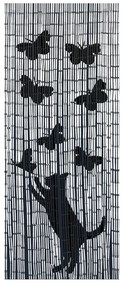 Черно-сива бамбукова завеса за врата 200x90 cm Cat and Butterfly - Maximex