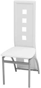 274310 vidaXL Трапезни столове, 6 бр, бели, изкуствена кожа
