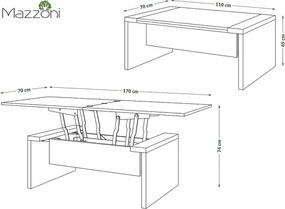СПЕЙС Дъб Артисан/Бежов (Шампанско) - РАЗТЕГАТЕЛНА ХОЛНА МАСА С ПОВДИГАЩ МЕХАНИЗЪМ