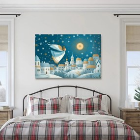 Картина на платно Коледна – Ангел над зимното село