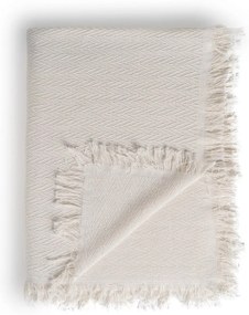 Кремаво покривало за легло от рециклиран памук 180x260 cm Spike – Ixia