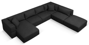 Черен ъгъл U-образен диван, десен ъгъл Esther – Milo Casa