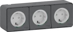SE Контакт шуко ТРОЕН 16А с детска защита моноблок IP55 автоматични клеми цвят Антрацит Mureva  - MUR36038