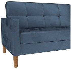 Син кадифен разтегателен ъглов диван (променлив) Lilly – Støraa