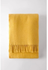 Жълто одеяло с вафлен десен, 140 x 180 cm Waffel - Euromant