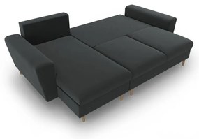 Тъмносив кадифен разтегателен ъглов диван с място за съхранение Kyoto – Cosmopolitan Design