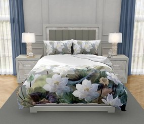 Чаршафи с памучен сатен с мотив на бял лотос 3 časti: 1ks 160x200 + 2ks 70x80