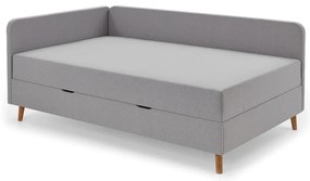 Светлосиво тапицирано единично легло с място за съхранение 90x200 cm Cabana - Meise Möbel
