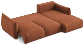 Теракотен шенилов сгъваем ъглов диван (десен ъгъл) Leila – Makamii
