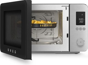 Комбинирана микровълнова фурна с горещ въздух SMEG Collezione MOC02BLMEU, 900W, 27 л, 25 програми, Плавно затваряне, Индивидуални настройки, Черен мат