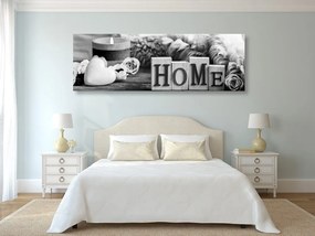 Картина на платно – Натюрморт с надпис Home в черно-бял вариант