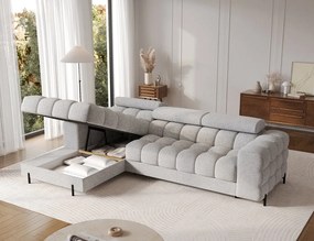 Ъглов диван Freyia-Светлосив-Ляв