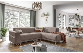 Кафяв разтегателен/с място за съхранение ъглов диван (десен ъгъл/L форма) Classy Sophie – Miuform