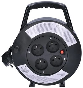 Solight PB21B - Черен удължителен кабел на макари 10м