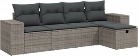 3264396 vidaXL Градински комплект с възглавници, 5 части, сив полиратан