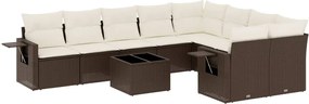 3252990 vidaXL Градински комплект диван с възглавници 10 части кафяв полиратан