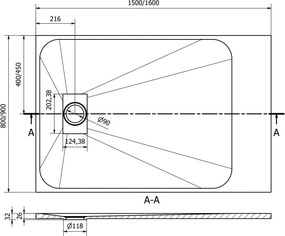 Mexen Hugo правоъгълен душов поддон SMC 150 x 80 см, бял - 42108015