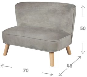 Детски диван от светлосиво кадифе 70 см Lil Sofa - Roba