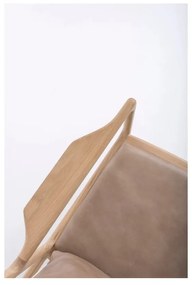 Фотьойл с масивна дъбова конструкция и седалка от кафява биволска кожа Dedo - Gazzda