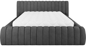 Тъмносиво двойно легло 140x200 cm тапицирано с място за съхранение с включена подматрачна рамка Carilla – ELTAP