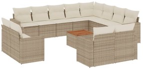 3224392 vidaXL Градински комплект диван с възглавници 13 части бежов полиратан
