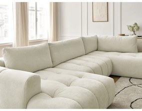 Бежов сгъваем/с място за съхранение ъглов диван (десен ъгъл/U форма) Fuji – Bobochic Paris