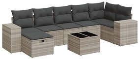 3325718 vidaXL Градински комплект с възглавници, 8 части, светлосив полиратан