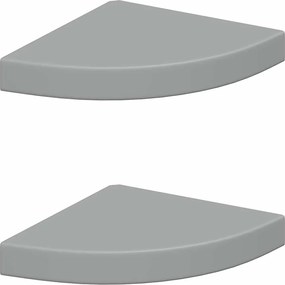 323902 vidaXL Окачени ъглови рафтове, 2 бр, сиви, 25x25x3,8 см, МДФ