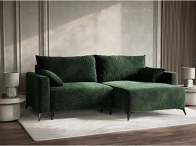 Тъмнозелен шенилов сгъваем/с място за съхранение ъглов диван (десен ъгъл) Leon – Maison de Rêve