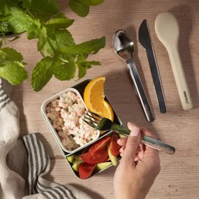 Комплект 3 бр прибори за хранене Kinghoff KH 1954, Силиконов калъф за съхранение, Неръждаема стомана, Сребрист