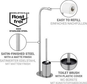 Стойка за тоалетна хартия четка за тоалетна от неръждаема стомана в матово сребрист цвят Levante – Wenko