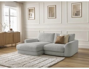 Светлосив ъглов диван от прежда с примки от букле (ляв ъгъл) Leonore – Bobochic Paris