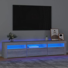 3152760 vidaXL ТВ шкаф с LED осветление, сив сонома, 180x35x40 см