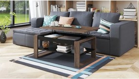 НУО Кафяв дъб/Черен мат -МОДЕРНА ХОЛНА МАСА С ПОВДИГАЩ СЕ ПЛОТ