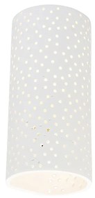 Винтидж стенна лампа бял гипс цилиндрична форма - Mahou