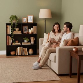 Модерен черен рафт - триетажен рафт за книги, декорации и играчки