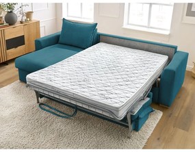 Син разтегателен ъглов диван от рипсено кадифе (променлив) Augustin – Bobochic Paris