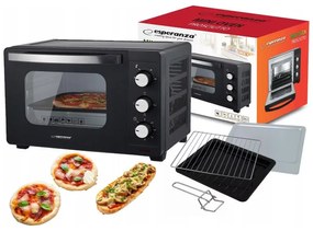 Електрическа фурна Esperanza EKO008N, 1280W, 20 л, 100-230C, Таймер 60 мин, Черен