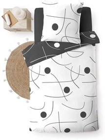 Бяло-тъмносиво единично спално бельо от микрофибър 140x200 cm Sonate – douceur d'intérieur