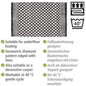 Черно-бял килим за баня от рециклирана пластмаса 50x80 cm Tara – Wenko