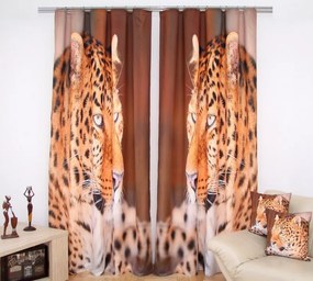 Кафява стилна завеса с мотив на гепард Ширина: 160 см | Дължина: 250 см (в комплекта има 2 броя)