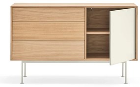 Кремавобял скрин с дъбов фурнир , ширина 128 см Yoko - Teulat