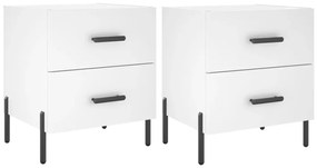 827325 vidaXL Нощни шкафчета, 2 бр, бели, 40x35x47,5 см, инженерно дърво