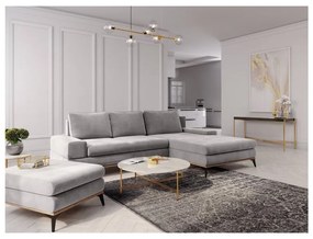 Светлосив ъглов разтегателен диван , десен ъгъл Planet - Windsor &amp; Co Sofas