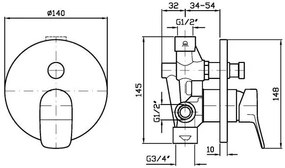 Външни части на смесител за баня Zucchetti BRIM