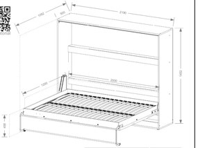 Стенно Легло Етер I -Бяло-Черен-120 х 200