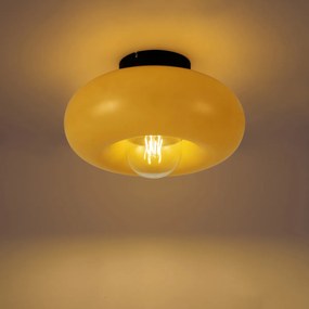 Retro Ceiling Lamp Black with Yellow Glass 30cm - Glaze