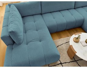 Син сгъваем/с място за съхранение ъглов диван (ляв ъгъл/U форма) Fuji – Bobochic Paris