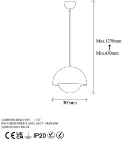 Висящо осветително тяло в златисто със стъклен абажур ø 20 cm Camgoz – Opviq lights