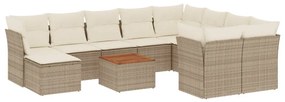 3256303 vidaXL Градински диван с възглавници, 11 части, бежов полиратан